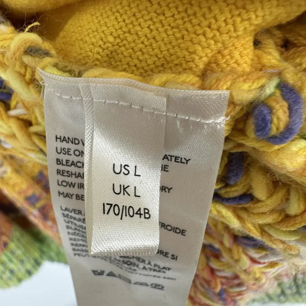 Free People Cardigan Sweater Womens Large Multicolor Open Knit Boho Pockets - Picture 6 of 9